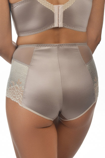 High-Waist Comfort Panties, Smooth microfibre with lace - 2916/M Pearl Grey, 40-48