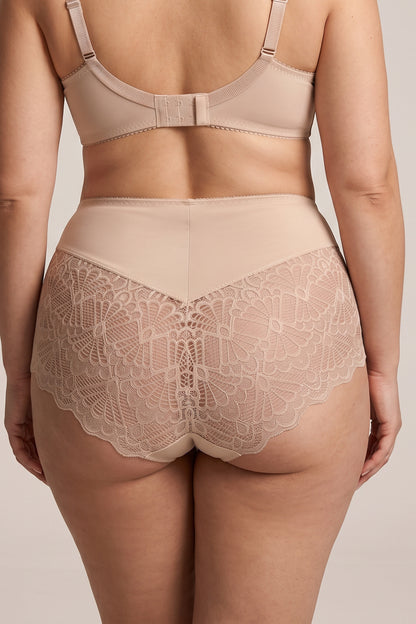 High-Waist Comfort Panties, Smooth microfibre with lace - 2922/M Peony, 40-52