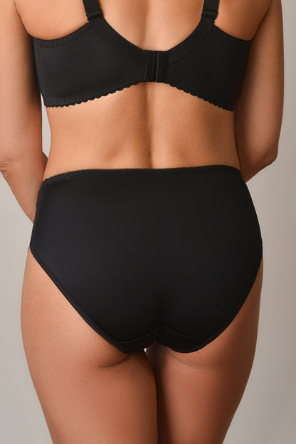 Mid-Waist Comfort Slip Panties, Smooth microfibre with lace - 2928/M Black Flamingo, 42-50