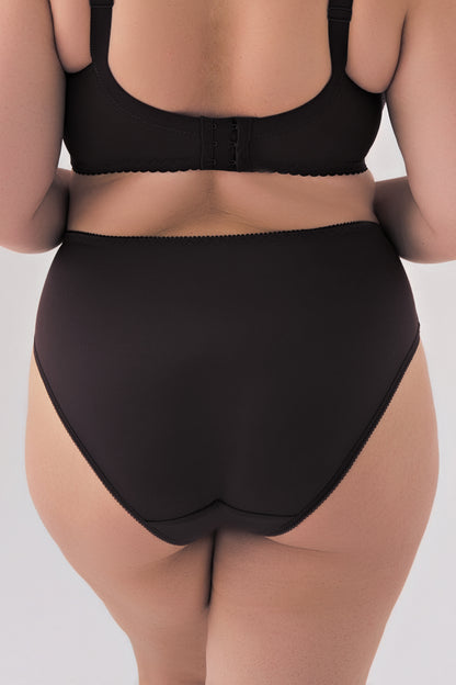 Mid-Waist Comfort Slip Panties, Smooth microfibre with lace - 2928/M Anthracite, 42-50