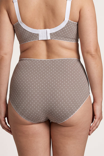 Sustainable High-Waist Cotton Briefs - 2918/C Coffee with dots, 42-56