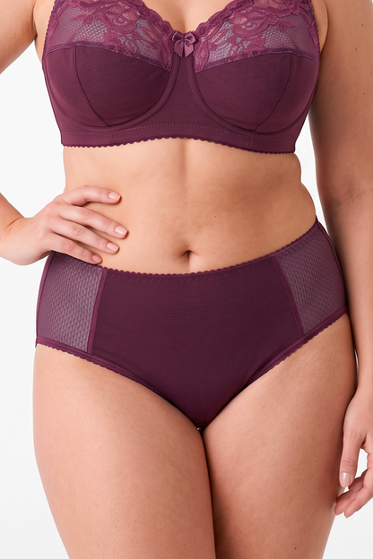 Mid-Waist Comfort Cotton Slip Panties- 2949/C Wine (40-52)