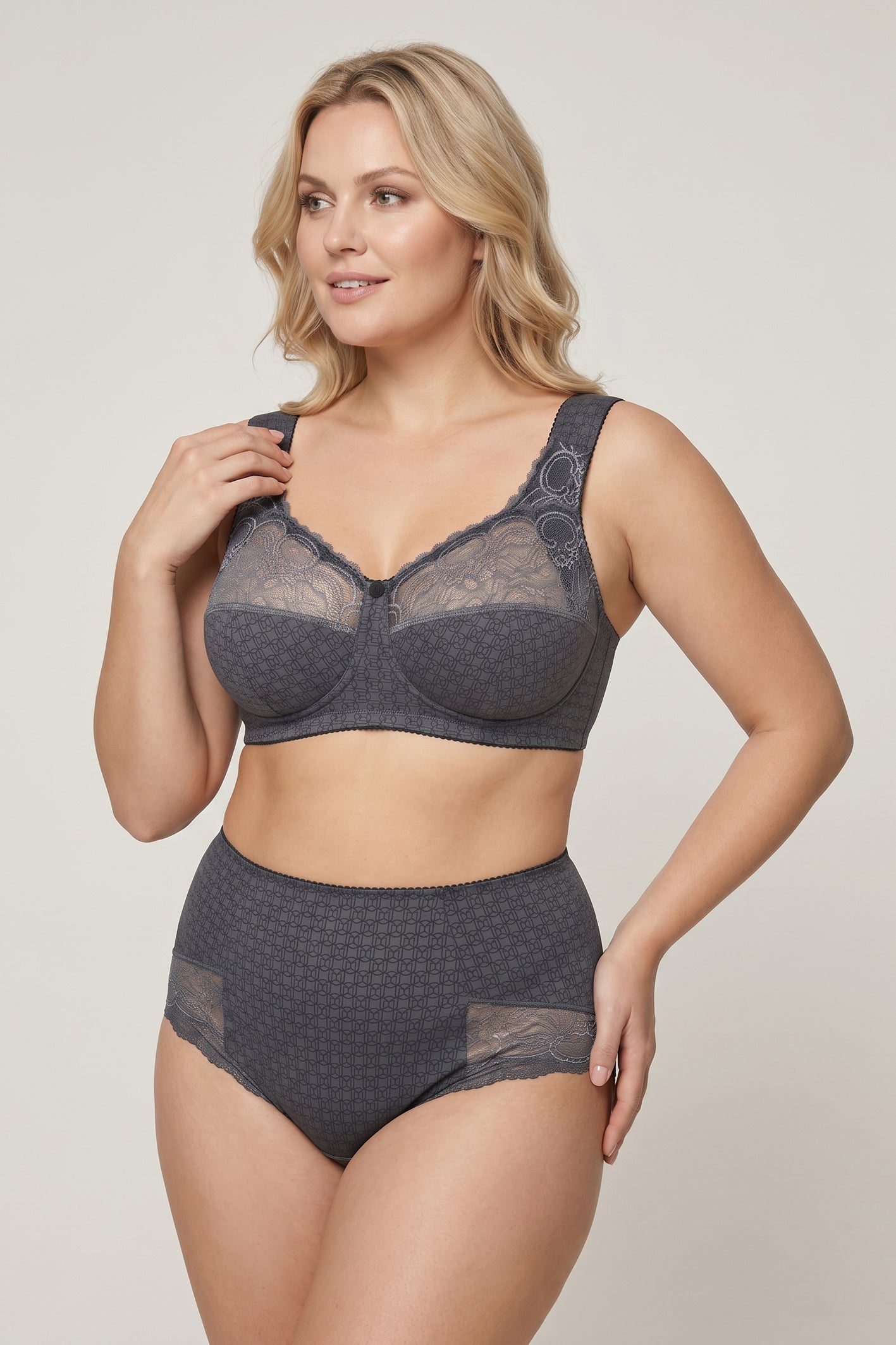 Wireless Cotton Support Bra with wide straps 1101/E - Ashen Crystal (75-105 B-G)