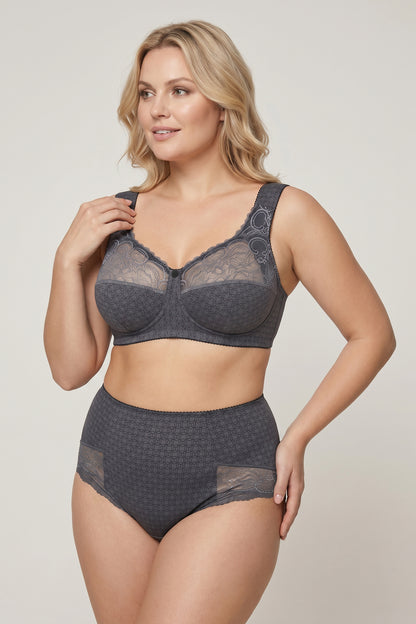 Wireless Cotton Support Bra with wide straps 1101/E - Ashen Crystal (75-105 B-G)
