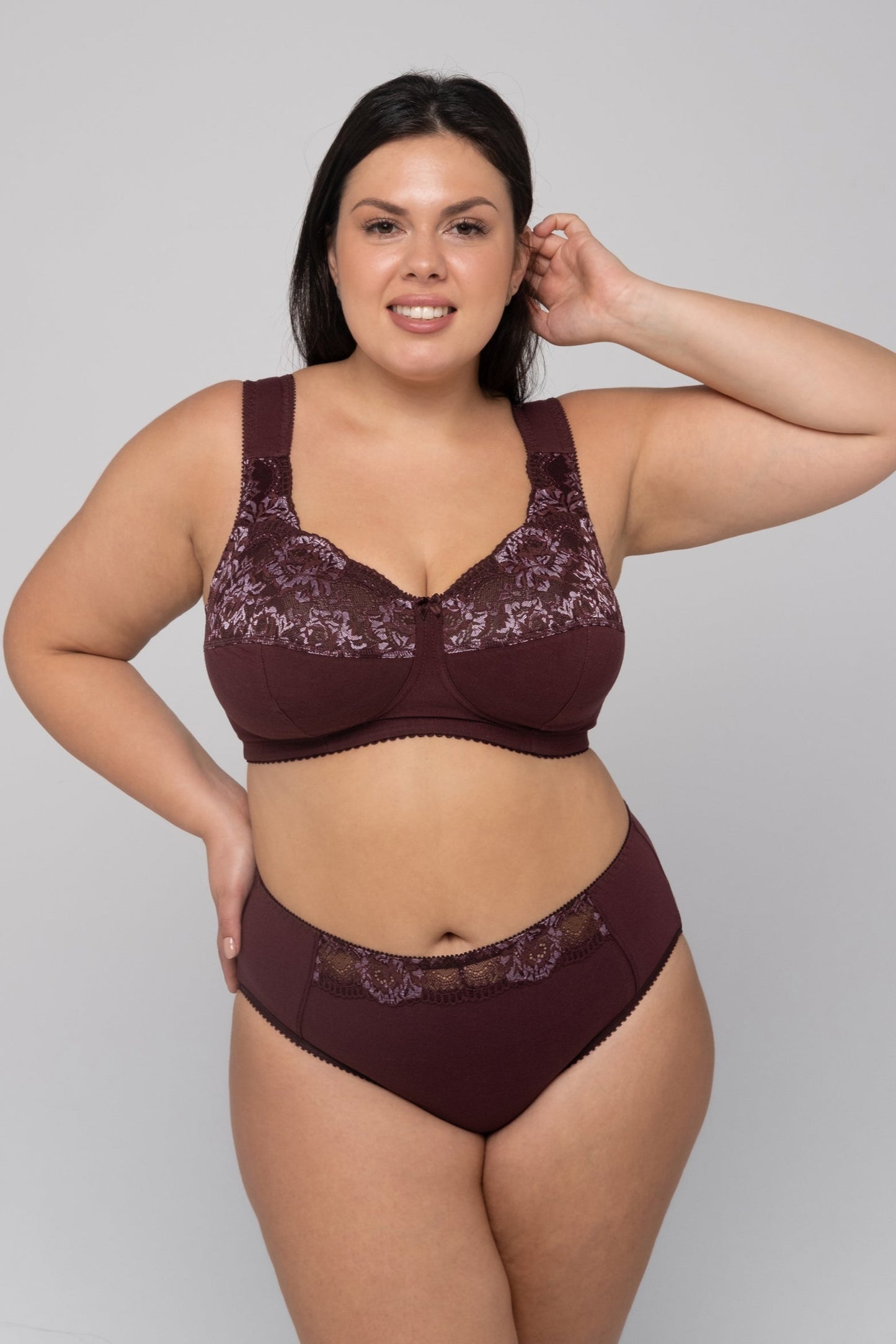 Sustainable Unpadded Wireless Cotton Comfort Bra - 1101/C Wine, 75-105 B-G