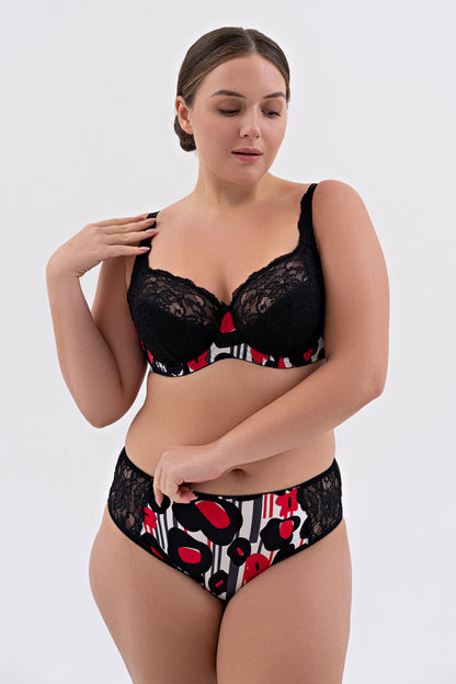 Half-padded Underwired Bra - 1109 Black Poppy, 75-105 B-H