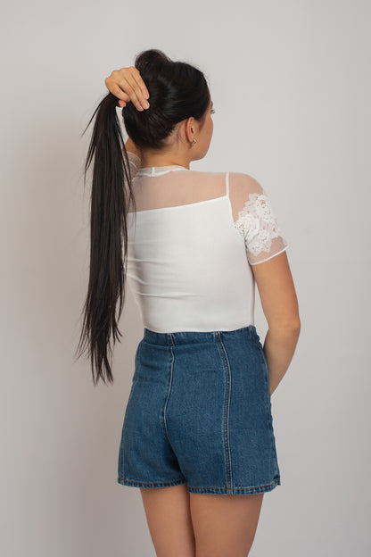 Elegant T-shirt Cotton Bodysuit 9130 - White (36-46)