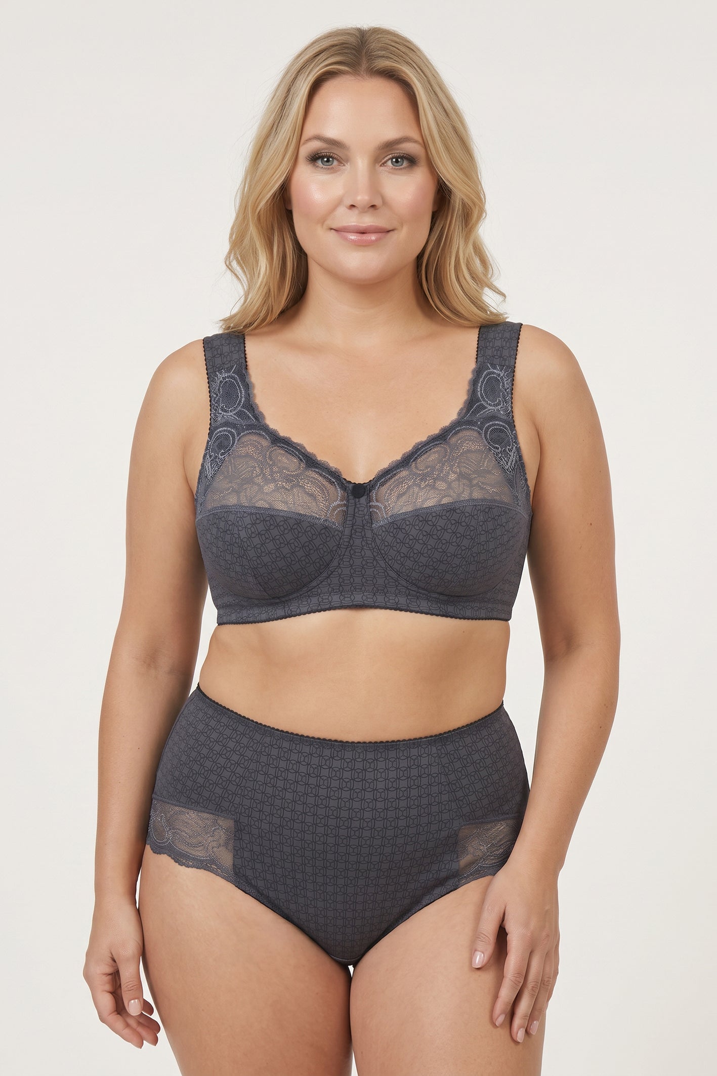 Wireless Cotton Support Bra with wide straps 1101/E - Ashen Crystal (75-105 B-G)