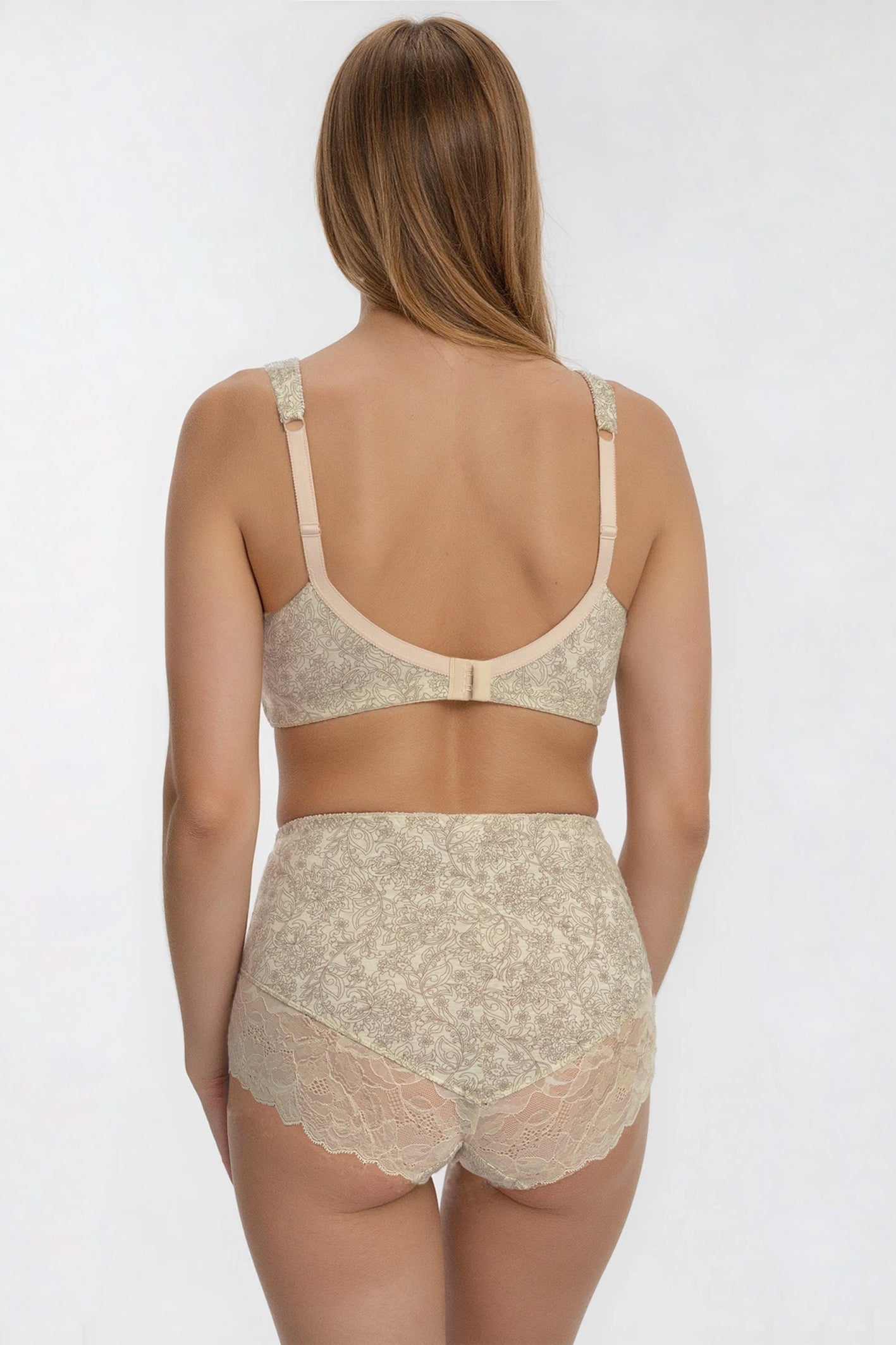Unpadded Wireless Cotton Comfort Bra with lace cup 1205/G - Peony Melange (75-95 B-G)