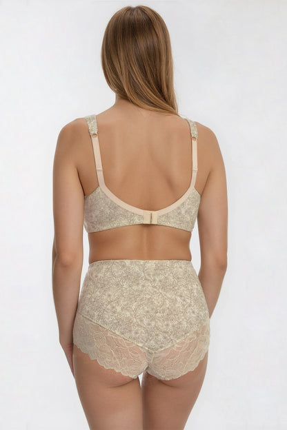 Unpadded Wireless Cotton Comfort Bra with lace cup 1205/G - Peony Melange (75-95 B-G)