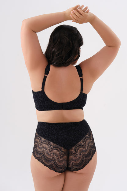 Sustainable Unpadded Wireless Cotton Comfort Bra - 1101/C Black with grey, 75-105 B-G