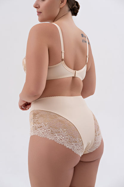 Pusporolona krūšturis ar stīpiņām - 1109, Bēšs ar tumšām mežģīnēm, 75-105 B-H