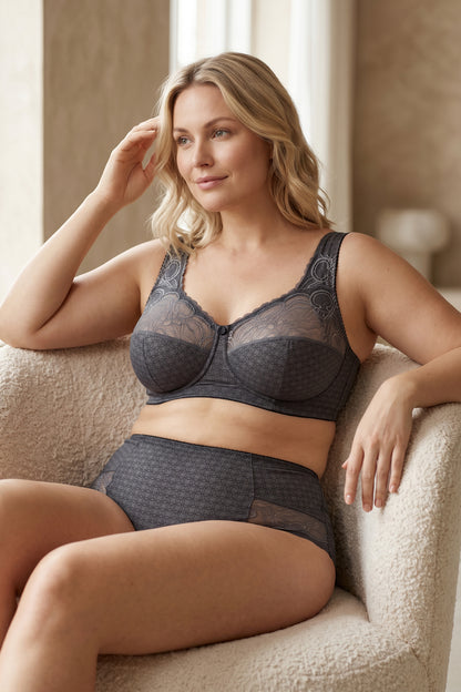Wireless Cotton Support Bra with wide straps 1101/E - Ashen Crystal (75-105 B-G)