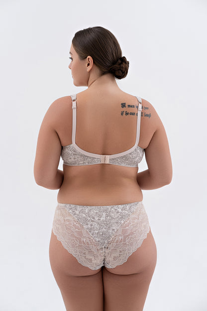 Unpadded Wireless Cotton Comfort Bra with lace cup 1205/G - Peony Melange (75-95 B-G)