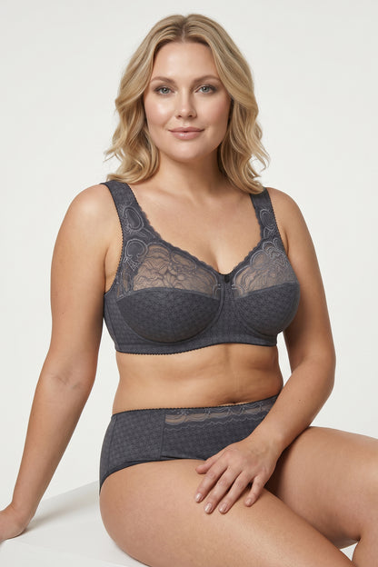 Wireless Cotton Support Bra with wide straps 1101/E - Ashen Crystal (75-105 B-G)